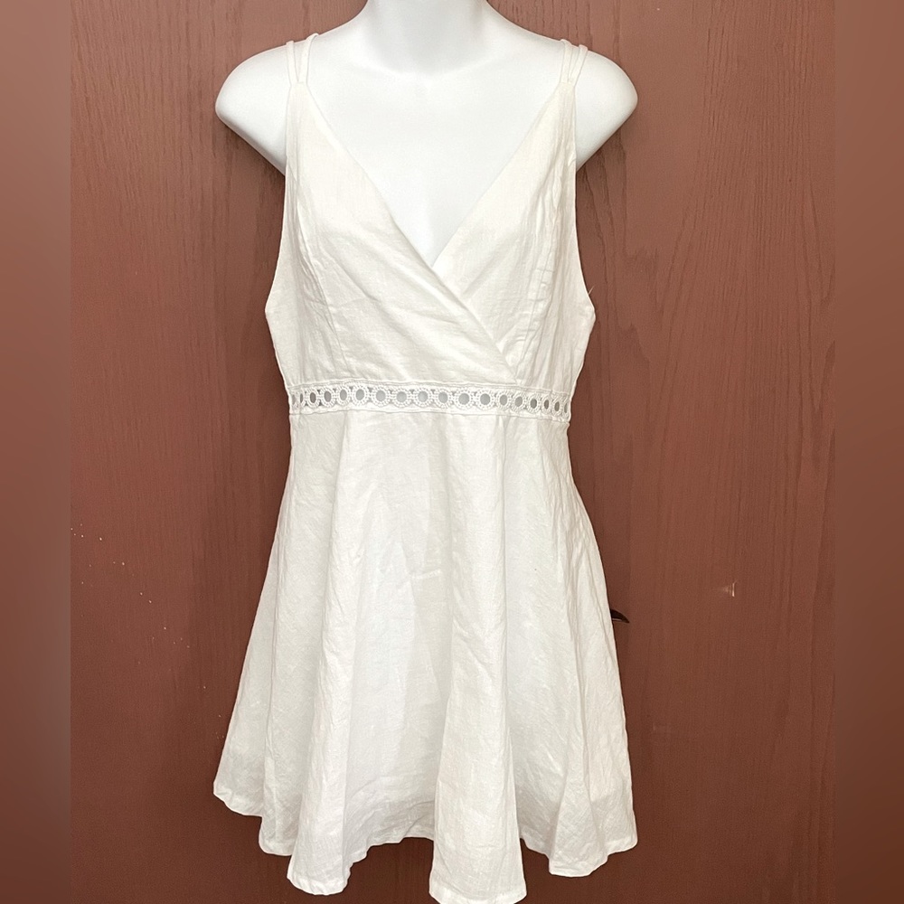 White Cotton Open backed Mini Dress.